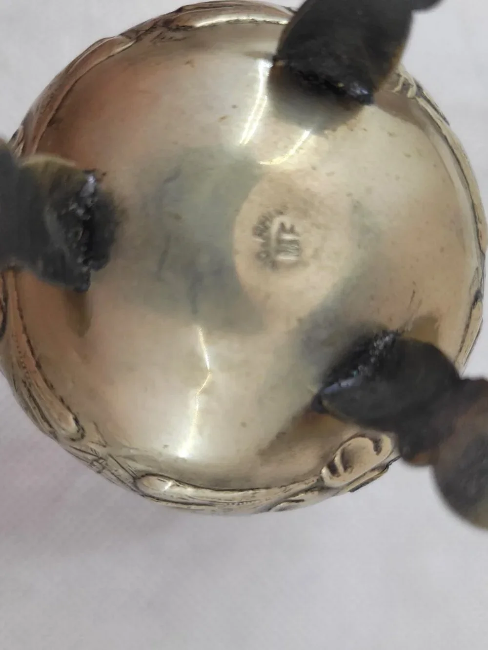Vintage Argentine Yerba Mate Gourd Cup Metal Trim MF Ind Arg Art Deco